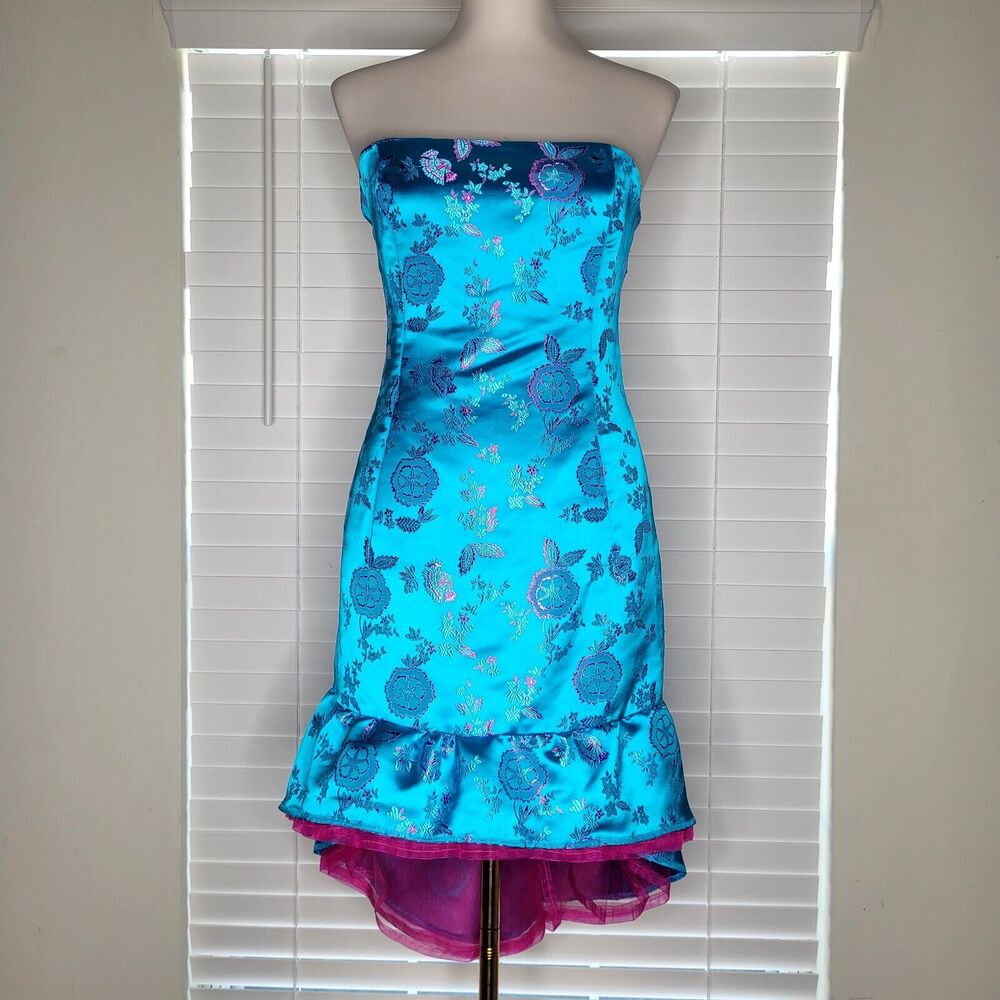 Vtg 90s Y2K Sz 6 Pixie Fairy Princess Floral Garden Whimsical Tulle Saloon Dress